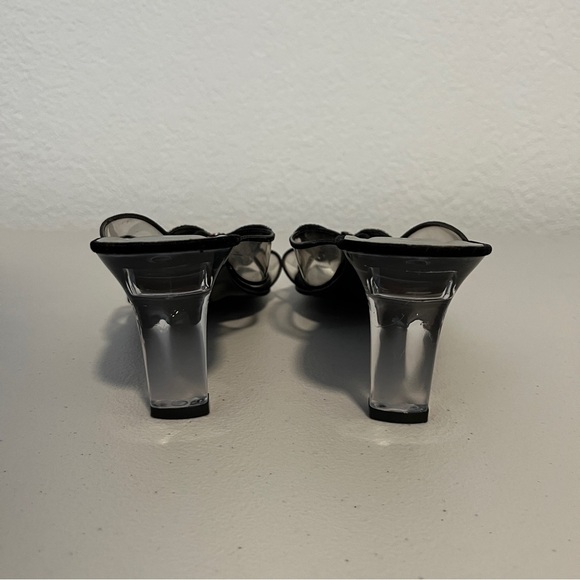 Max Lugus Couture Lucite Heel Sandals Stone Bead Detail Butterfly Size 9 - Picture 6 of 8